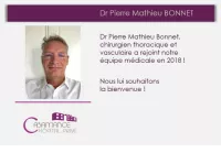 DR PIERRE-MATHIEU BONNET, CHIRURGIEN THORACIQUE ET VASCULAIRE, A REJOINT NOTRE EQUIPE MEDICALE EN 2018 !