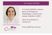 DR CAMILLE GIACINO, MEDECIN GASTRO-ENTEROLOGUE ET HEPATOLOGUE, A REJOINT NOTRE EQUIPE MEDICALE EN 2019