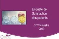 Satisfaction des patients - Hôpital Privé la Casamance - 3ème trimestre 2019